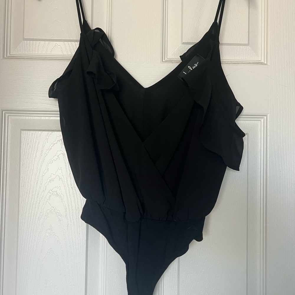 Black Ruffled Bodysuit